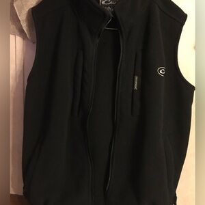 Drake Black Fleece Vest with Logo Patch